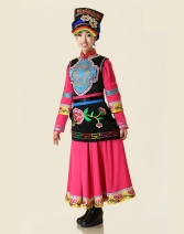 羌族服装舞蹈服 羌文化手工工艺刺绣羌服 接待表演舞台服女批发