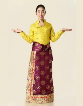 批发民族舞蹈服表演服 藏族舞台演出服 少数民族迎宾服手工服饰