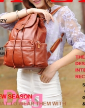 2014韩版淑女双肩包手提包，头层牛皮，真皮女包